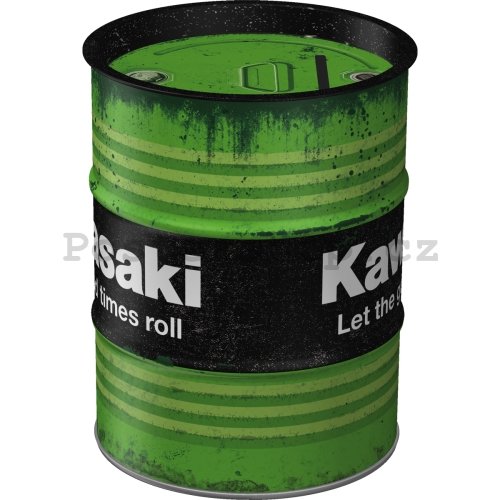 Plechová kasička barel: Kawasaki Let the good times roll