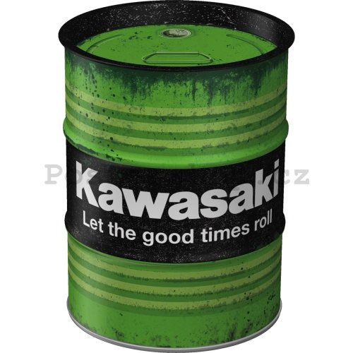 Plechová kasička barel: Kawasaki Let the good times roll