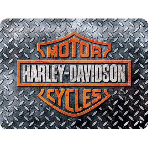 Plechová cedule: Harley-Davidson (Diamond Plate) - 20x15 cm