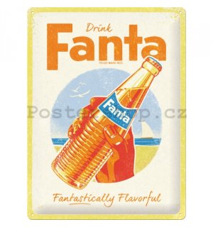Plechová cedule: Fanta (Fantastically Flavorful) - 40x30 cm