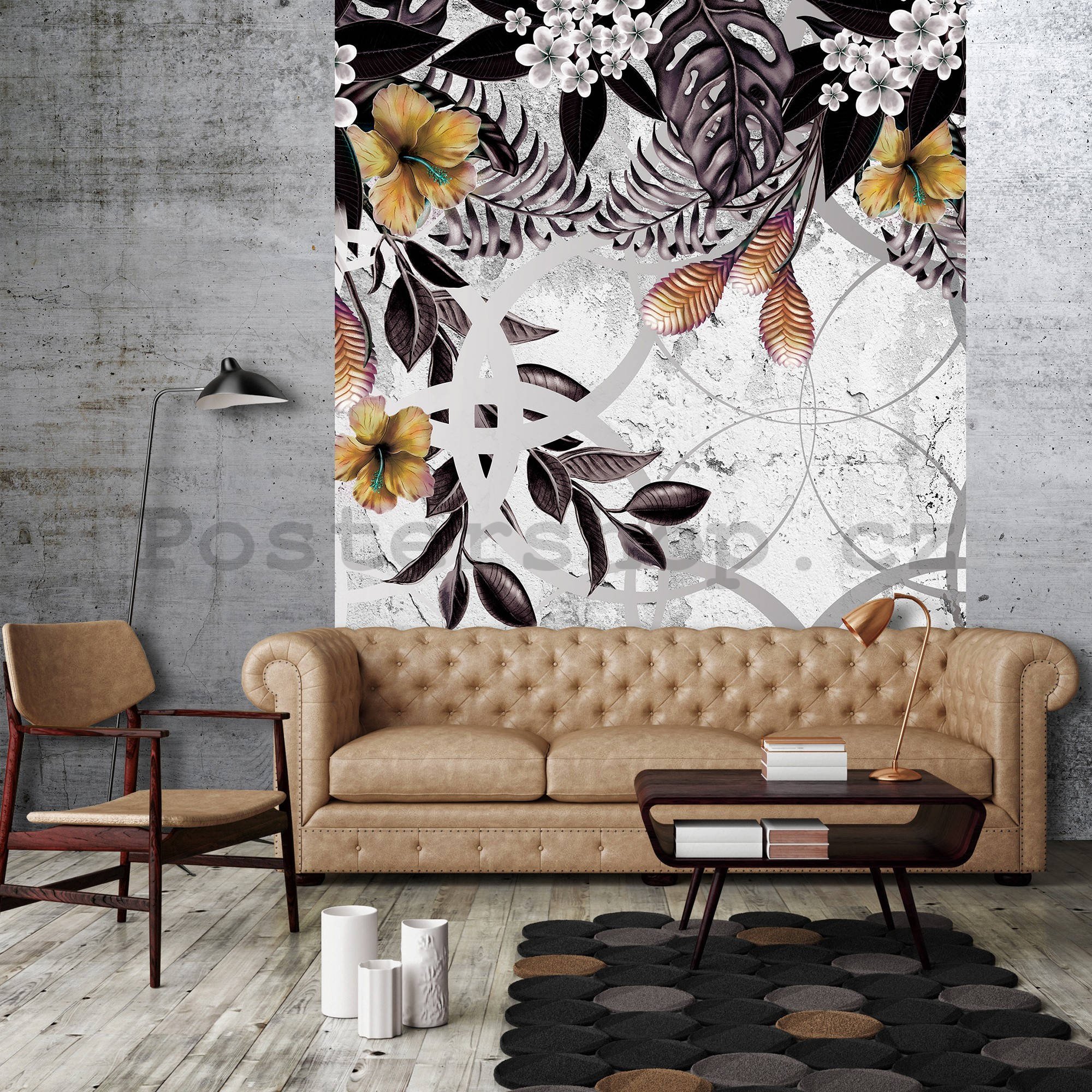 Fototapeta: Malovaná květinová abstrakce (1) - 184x254 cm