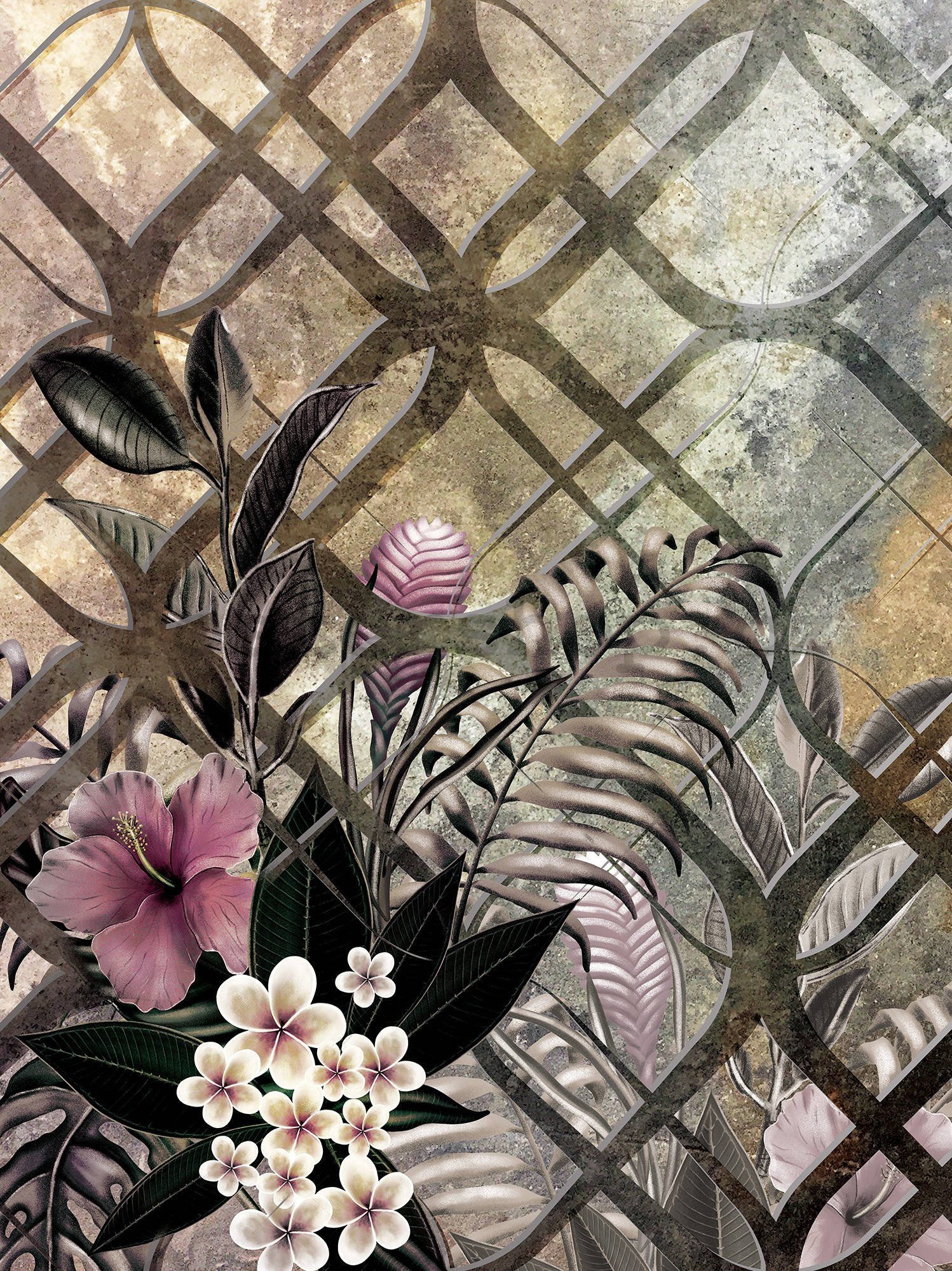 Fototapeta: Malovaná květinová abstrakce (3) - 184x254 cm