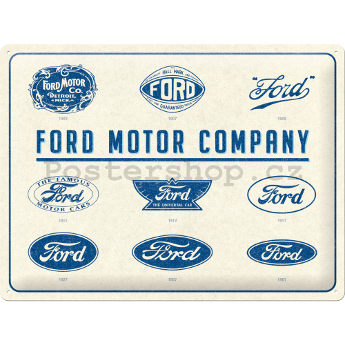 Plechová cedule: Ford Logo Evolution - 40x30 cm