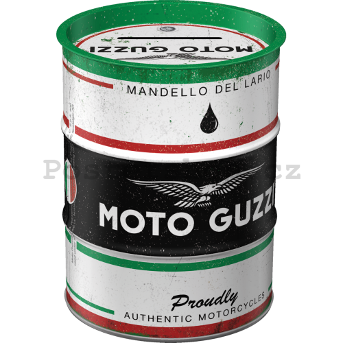Plechová kasička barel: Moto Guzzi Italian Motorcycle Oil