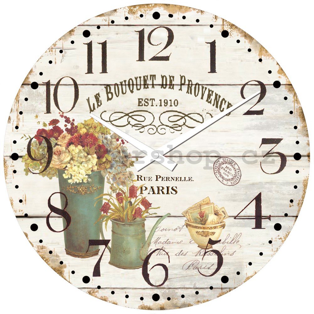 Nástěnné skleněné hodiny: Le Bouquet de Provence - 30 cm