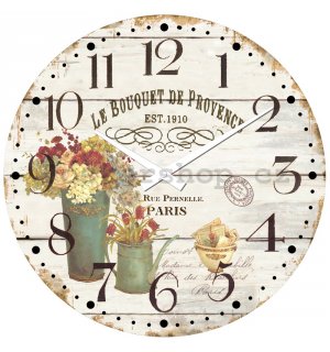 Nástěnné skleněné hodiny: Le Bouquet de Provence - 30 cm