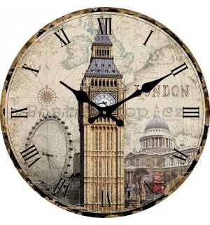 Nástěnné skleněné hodiny: Big Ben - 34 cm