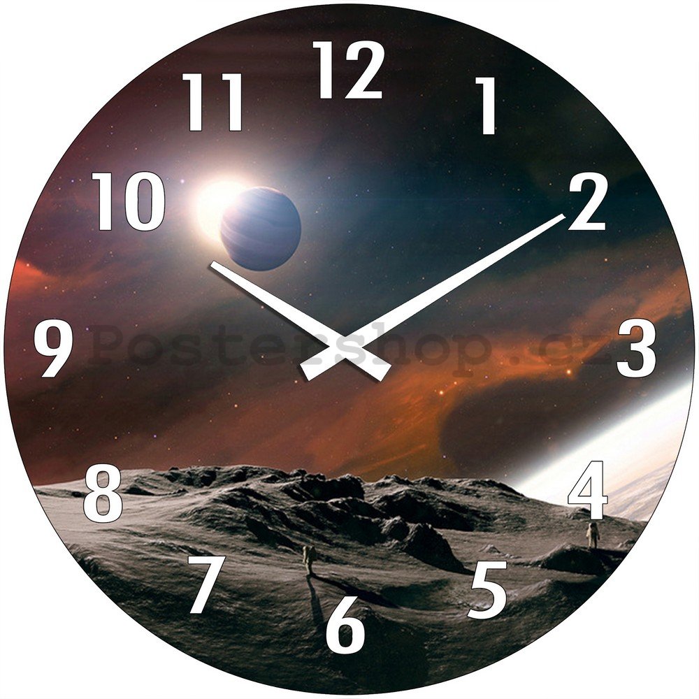 Nástěnné skleněné hodiny: Vesmír - 34 cm