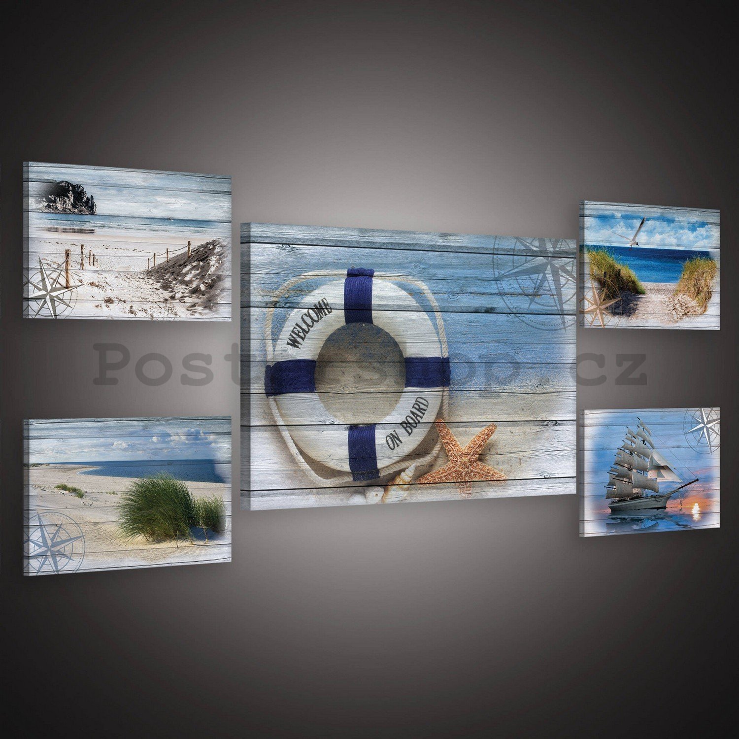 Obraz na plátně: Moře - set 1ks 70x50 cm a 4ks 32,4x22,8 cm