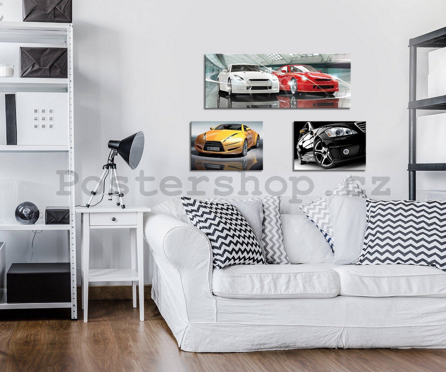Obraz na plátně: Sportovní auta - set 1ks 80x30 cm a 2ks 37,5x24,8 cm