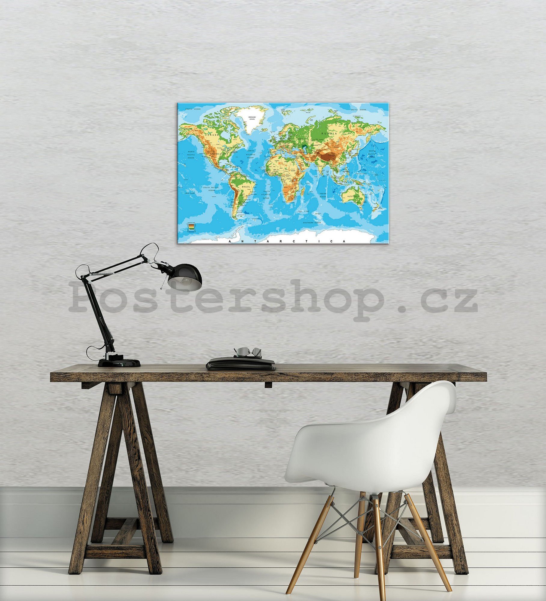 Obraz na plátně: Mapa světa (3) - 60x40 cm