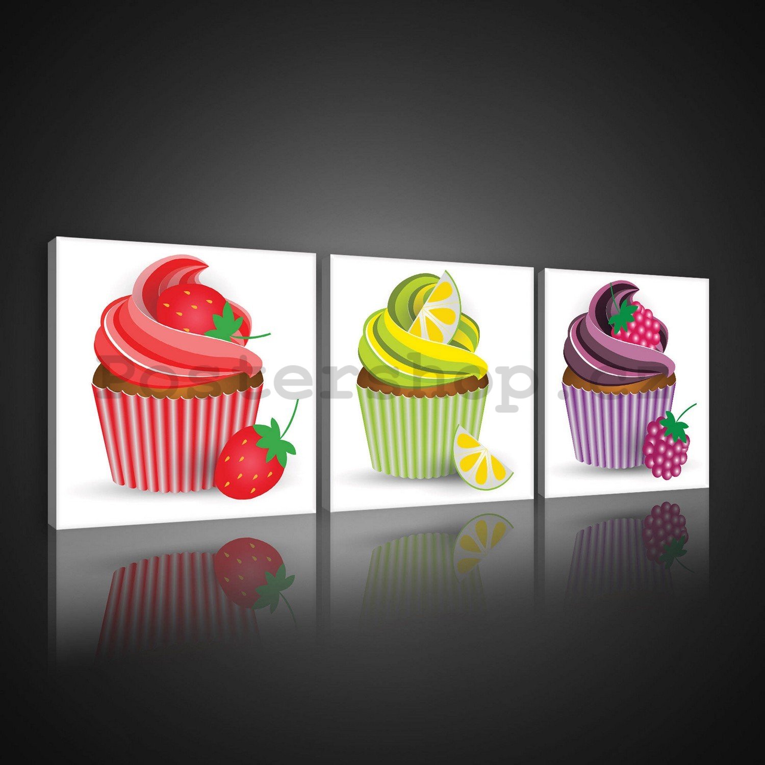 Obraz na plátně: Cupcakes - set 3ks 25x25cm