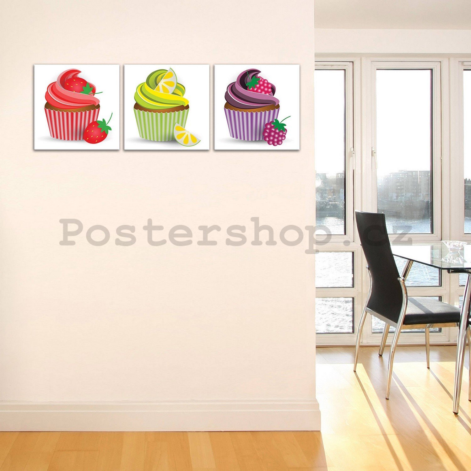 Obraz na plátně: Cupcakes - set 3ks 25x25cm