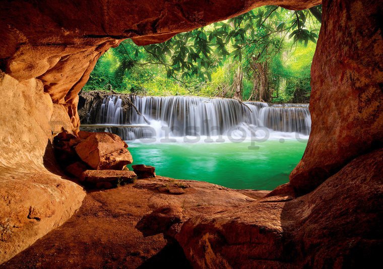 Fototapeta: Vodopád za jeskyní - 368x254 cm