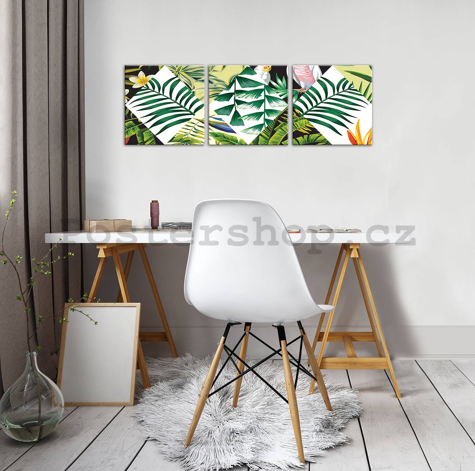 Obraz na plátně: Malovaná tropická flóra (2) - set 3ks 25x25cm