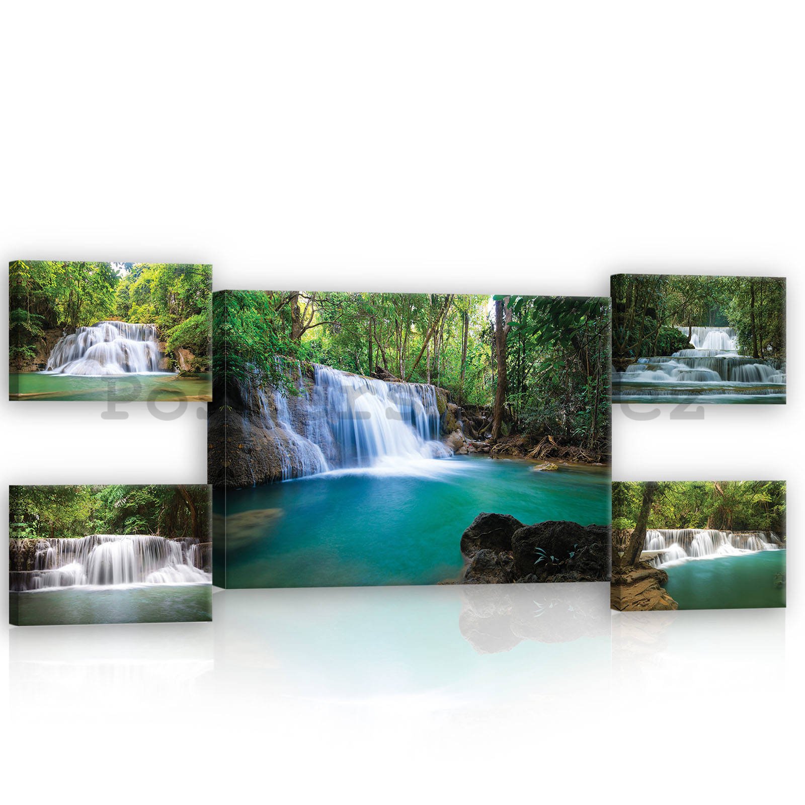 Obraz na plátně: Vodopády (2) - set 1ks 70x50 cm a 4ks 32,4x22,8 cm