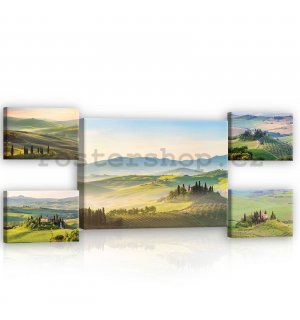 Obraz na plátně: Toskánsko - set 1ks 70x50 cm a 4ks 32,4x22,8 cm