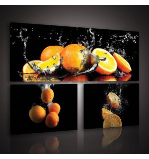 Obraz na plátně: Pomeranče (1) - set 1ks 80x30 cm a 2ks 37,5x24,8 cm