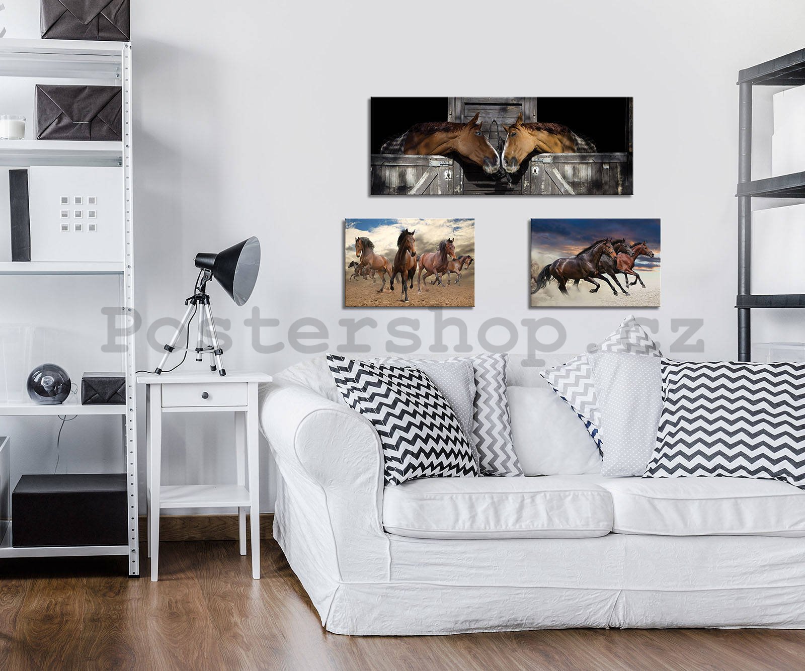 Obraz na plátně: Koně (1) - set 1ks 80x30 cm a 2ks 37,5x24,8 cm