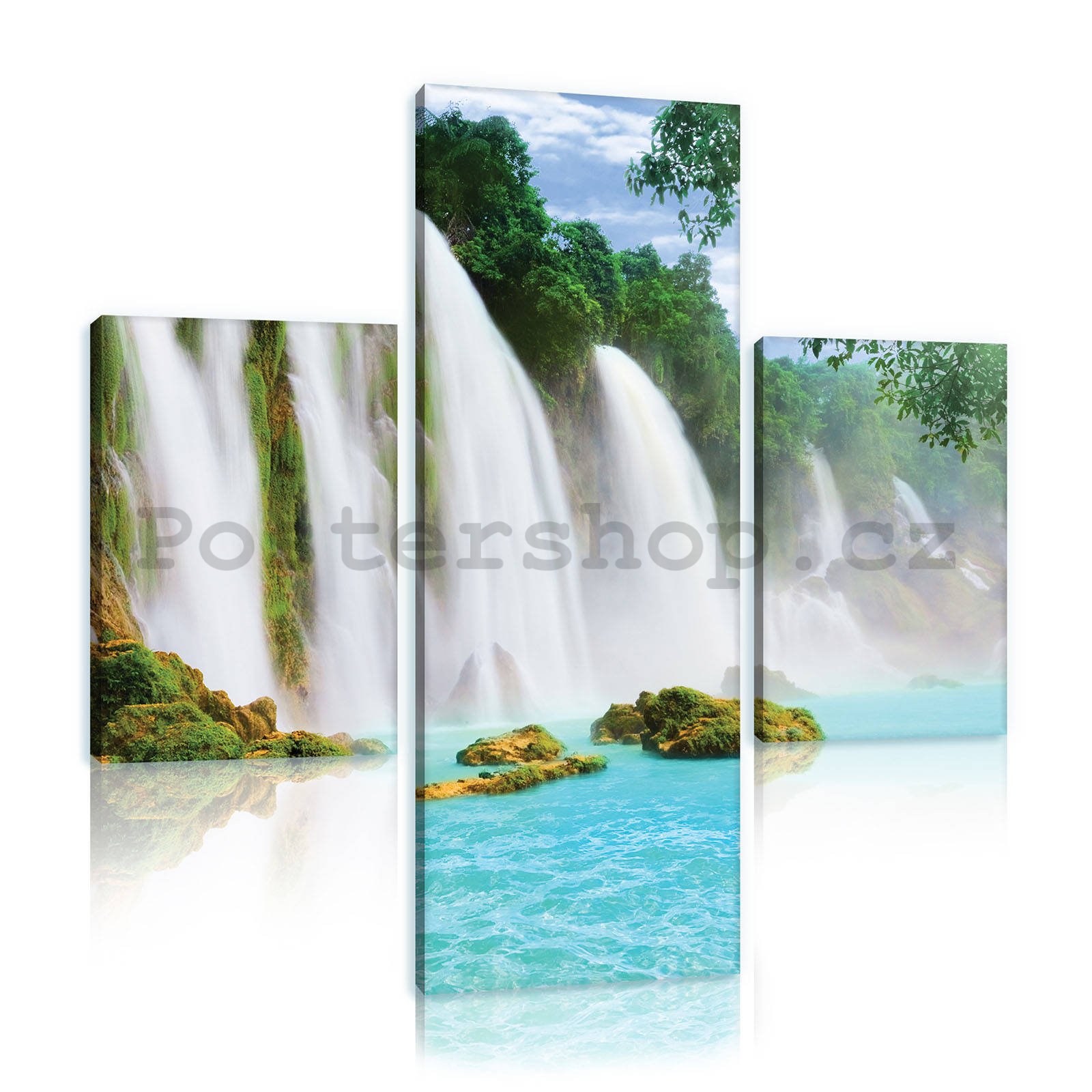 Obraz na plátně: Vodopády (1) - set 1ks 80x30 cm a 2ks 37,5x24,8 cm