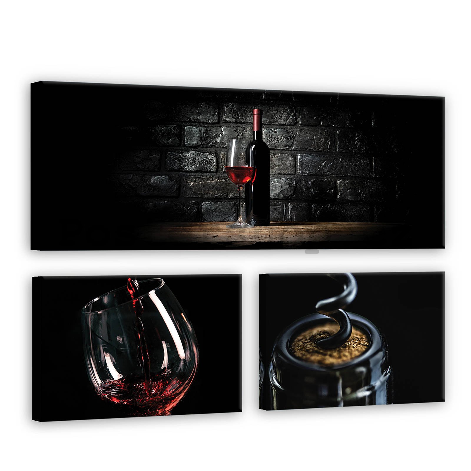 Obraz na plátně: Víno (1) - set 1ks 80x30 cm a 2ks 37,5x24,8 cm