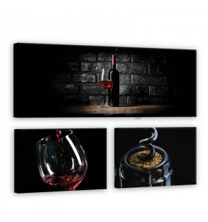 Obraz na plátně: Víno (1) - set 1ks 80x30 cm a 2ks 37,5x24,8 cm
