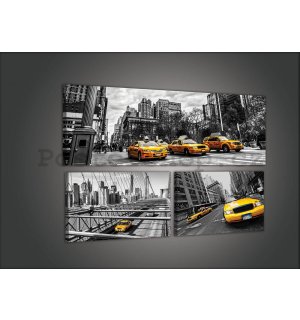 Obraz na plátně: New York Taxi (1) - set 1ks 80x30 cm a 2ks 37,5x24,8 cm