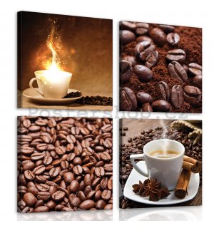 Obraz na plátně: Káva (1) - set 4ks 25x25cm