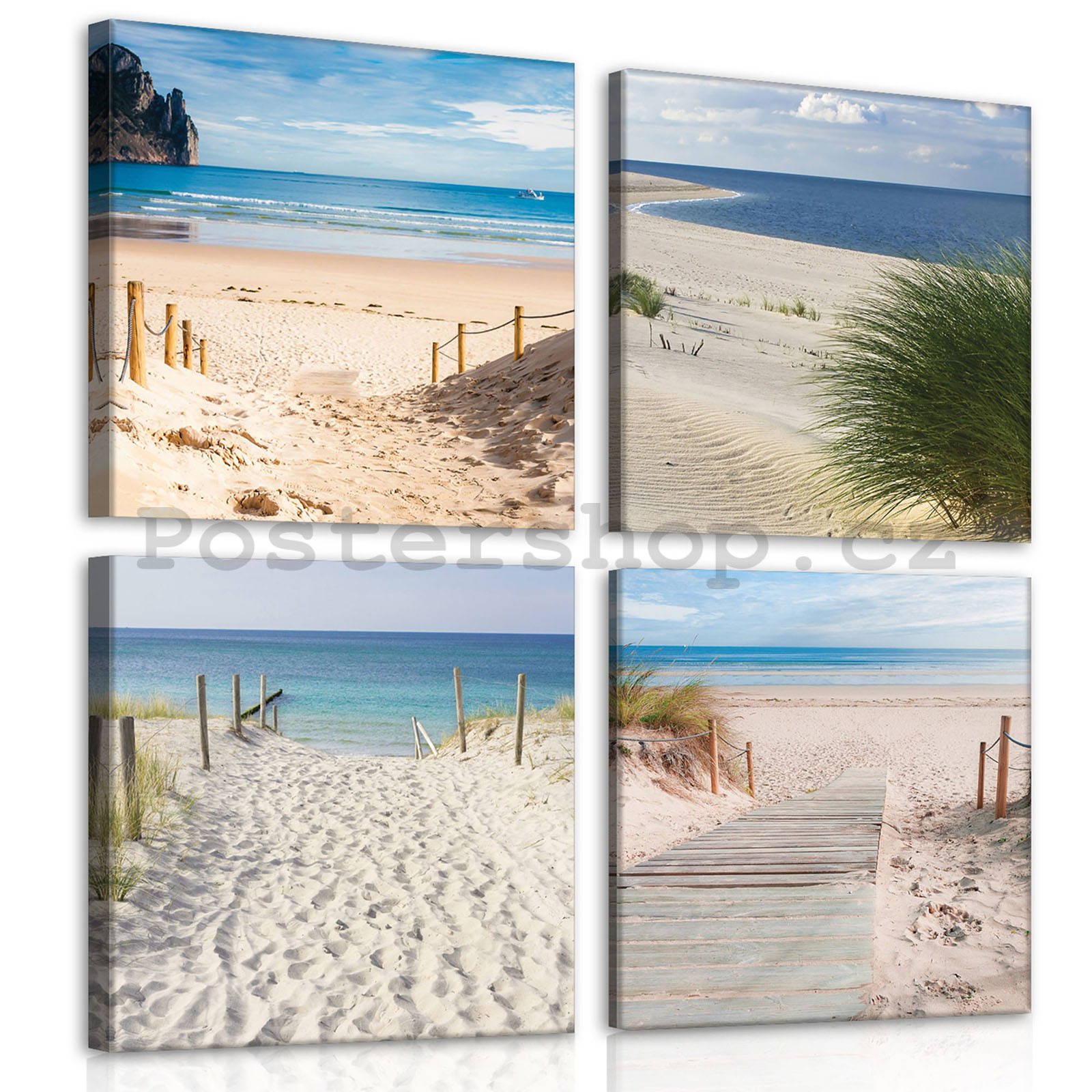 Obraz na plátně: Cesty na pláži (1) - set 4ks 25x25cm