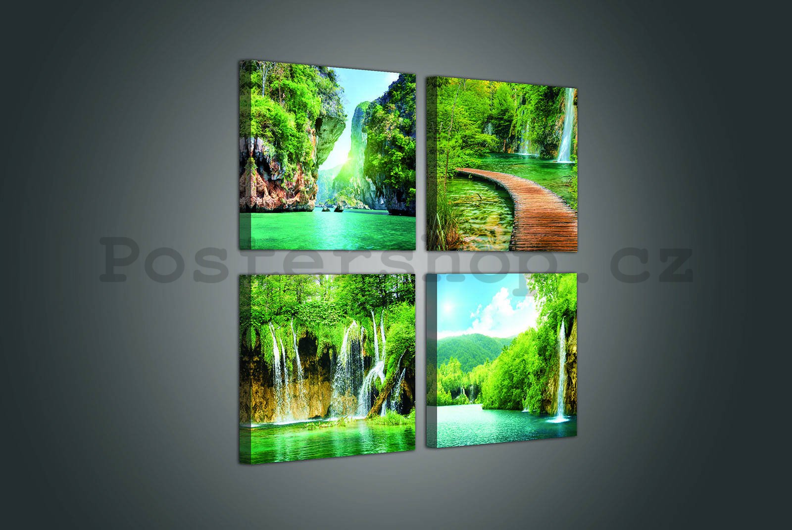 Obraz na plátně: Voda v přírodě - set 4ks 25x25cm