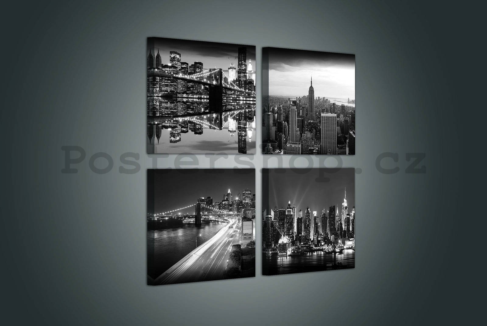 Obraz na plátně: Černobílý New York (2) - set 4ks 25x25cm