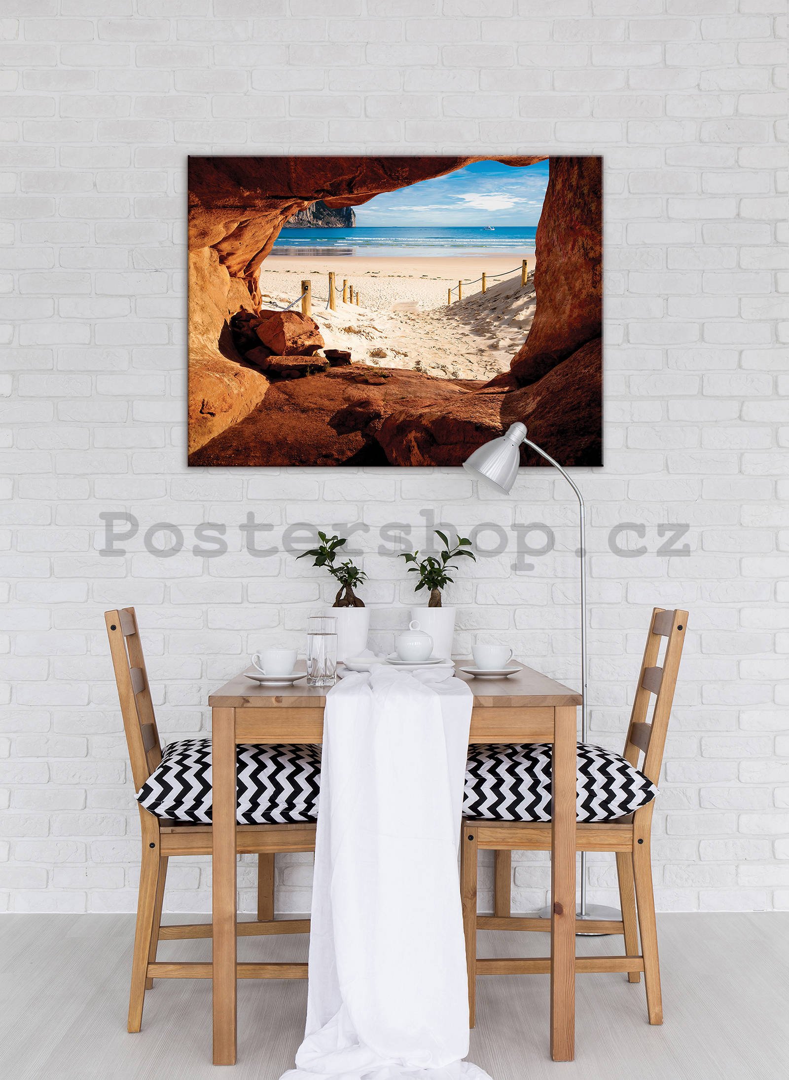 Obraz na plátně: Pláž za jeskyní - 80x60 cm