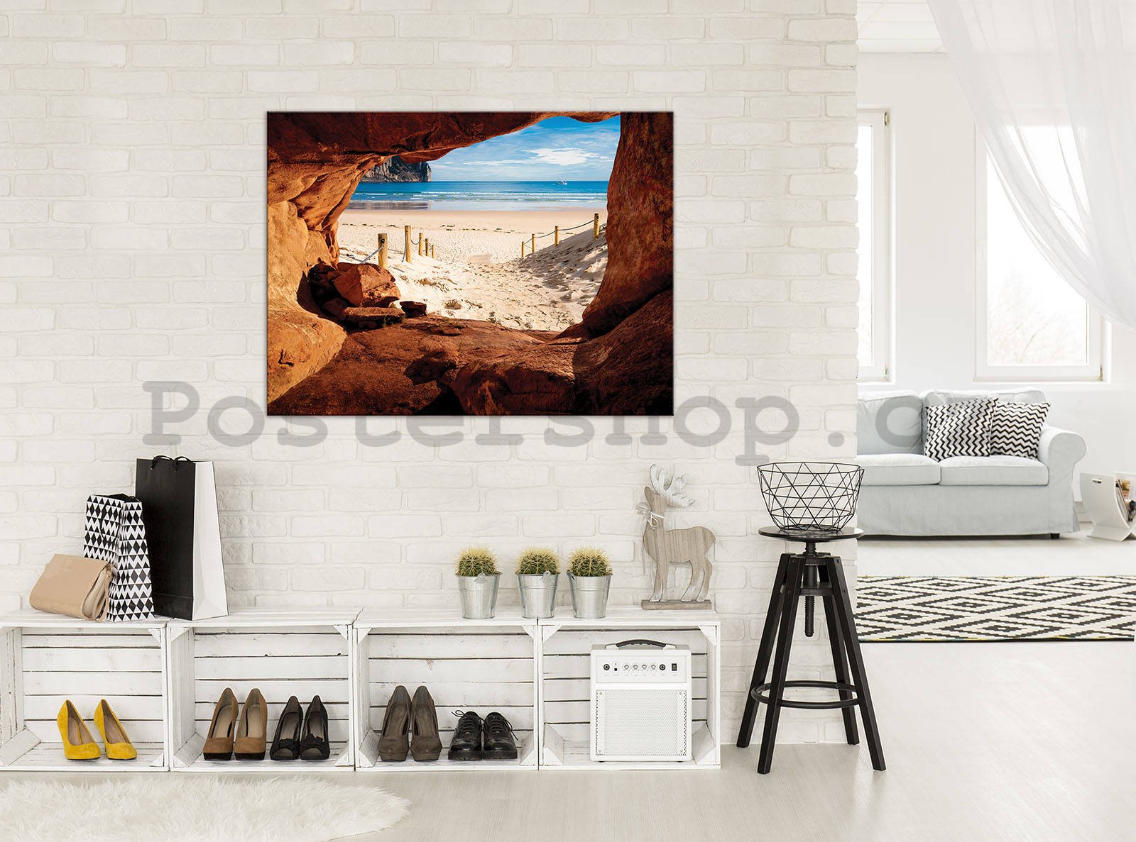 Obraz na plátně: Pláž za jeskyní - 80x60 cm