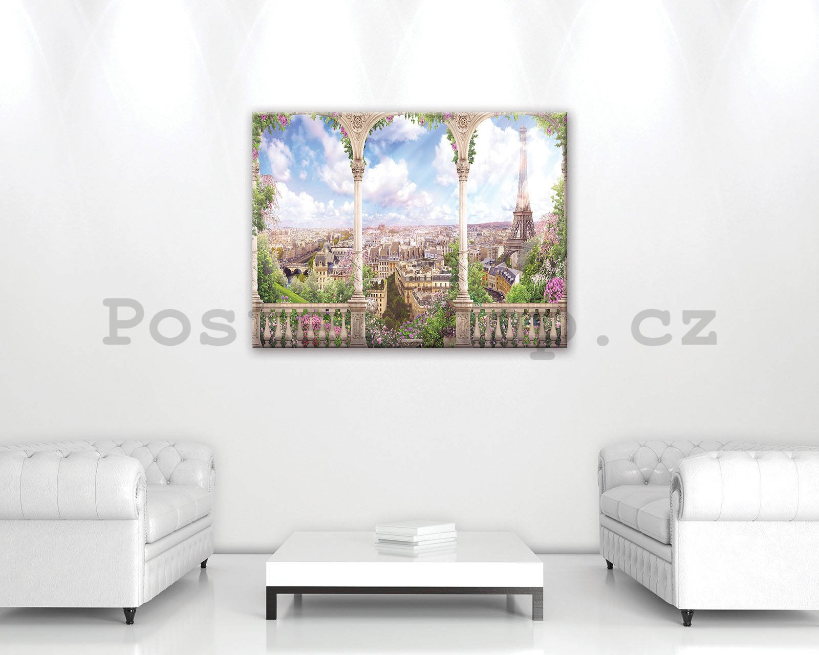 Obraz na plátně: Romantický výhled na Paříž - 80x60 cm