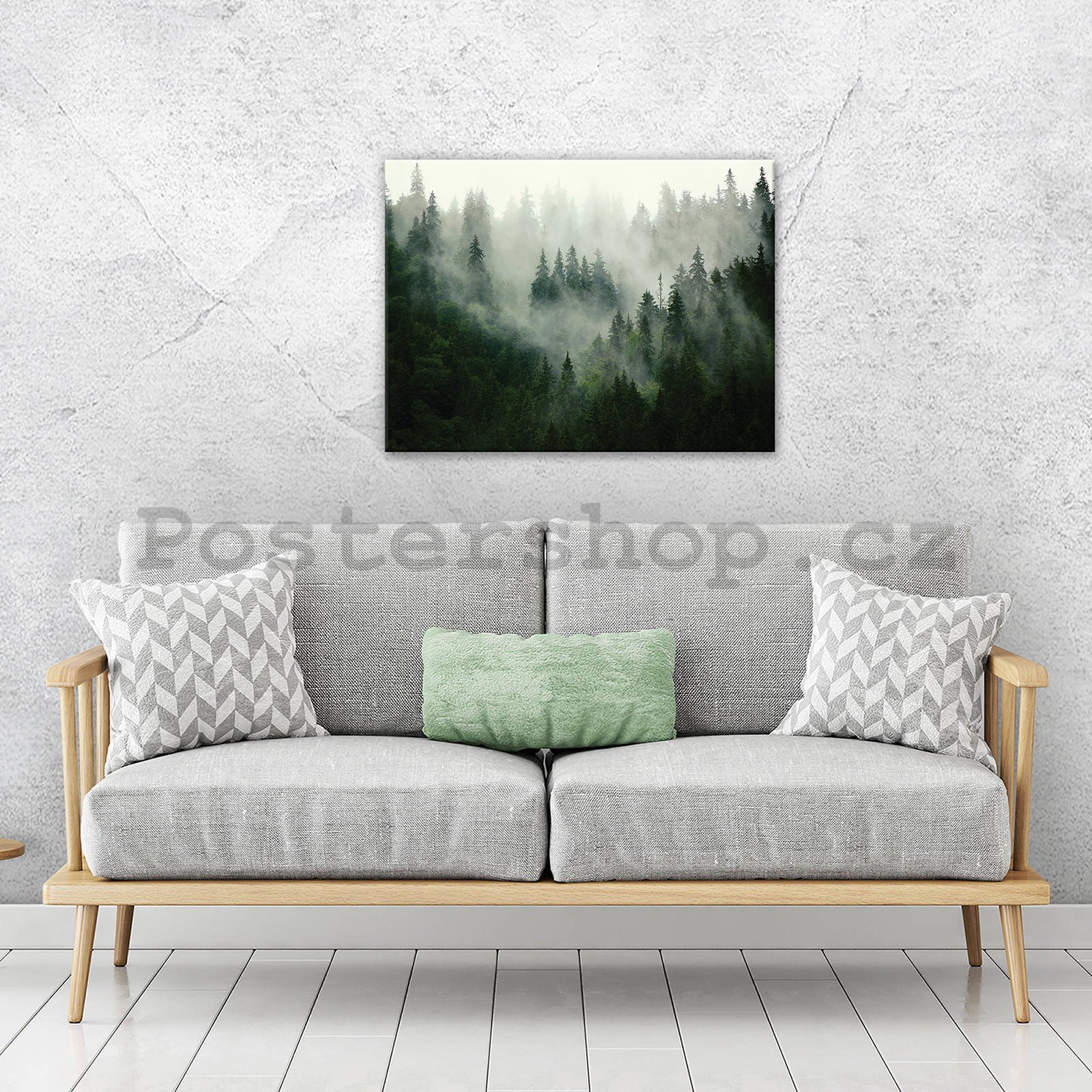 Obraz na plátně: Mlha nad lesem (1) - 80x60 cm