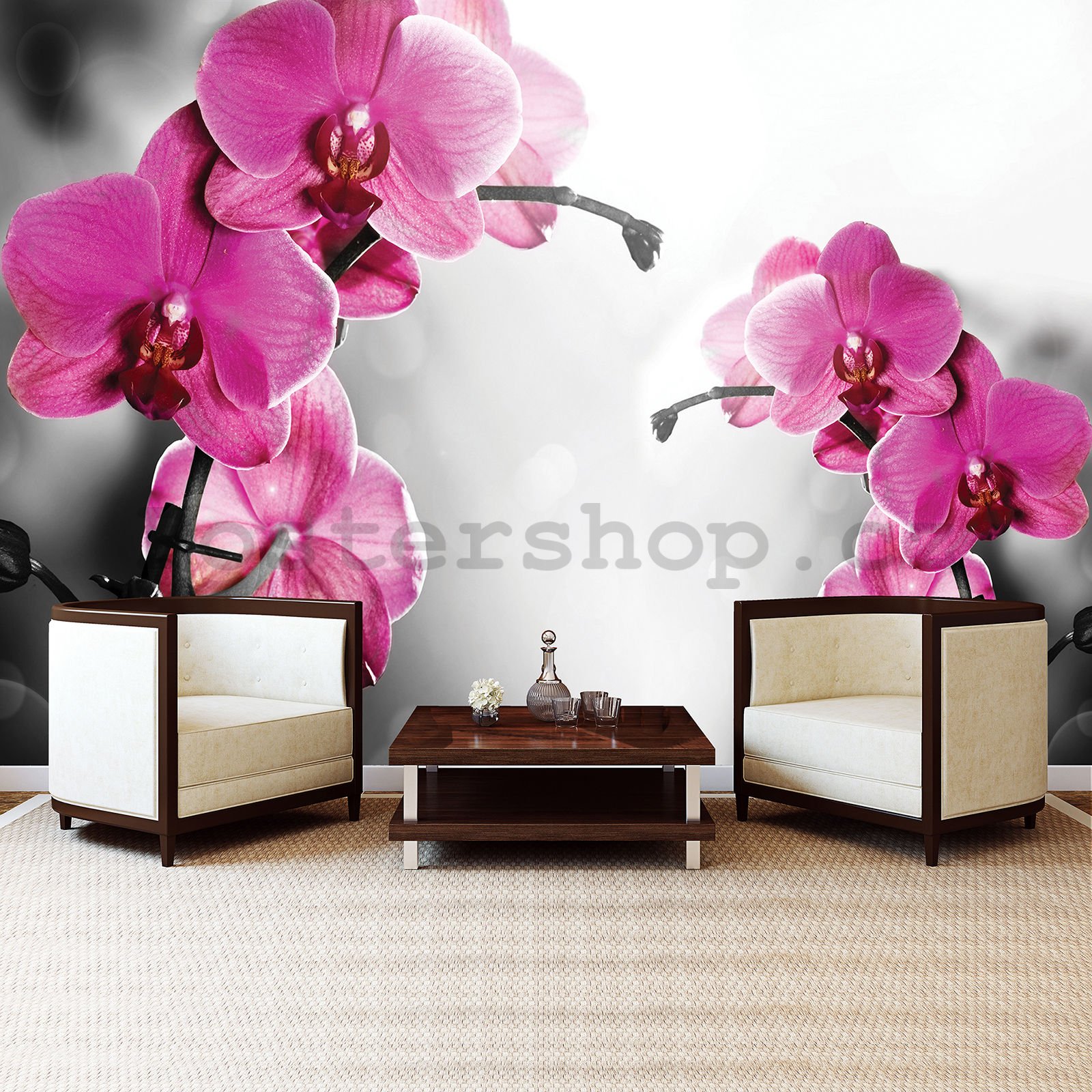Fototapeta vliesová: Orchidej na šedém pozadí - 152,5x104 cm