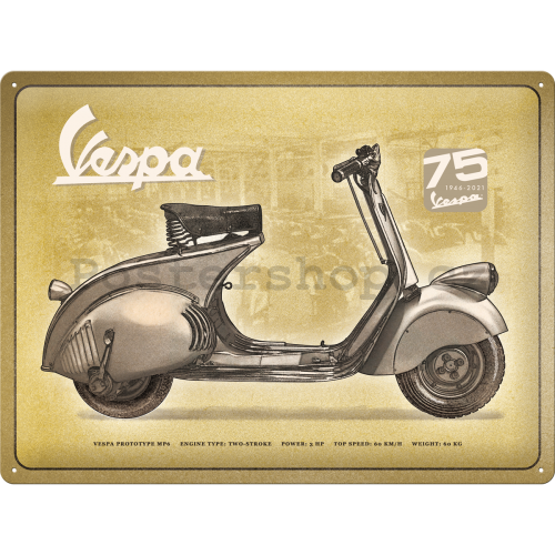Plechová cedule: Vespa 75 Years Anniversary (Special Edition) - 40x30 cm
