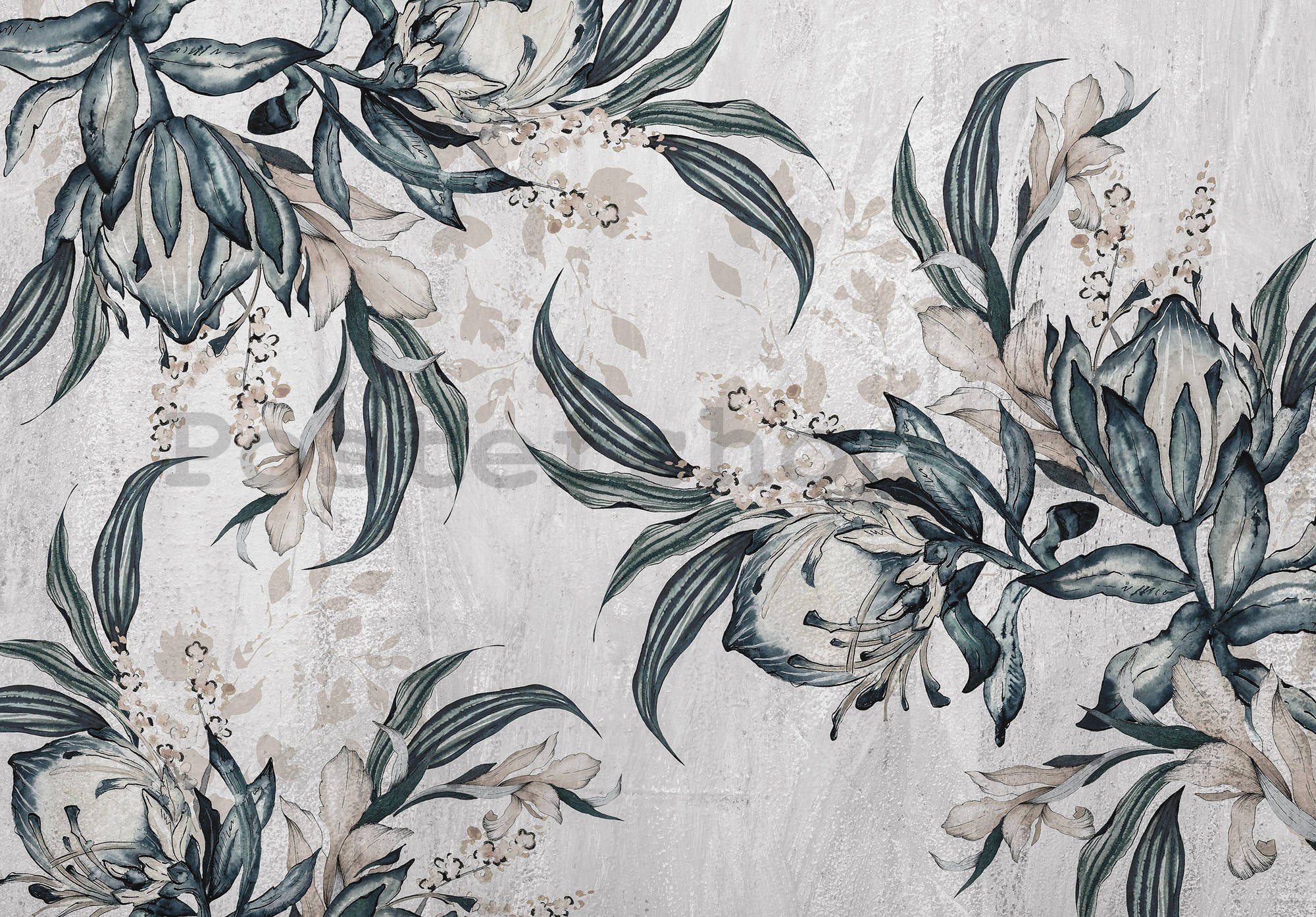 Fototapeta vliesová: Malované květiny (3) - 254x184 cm