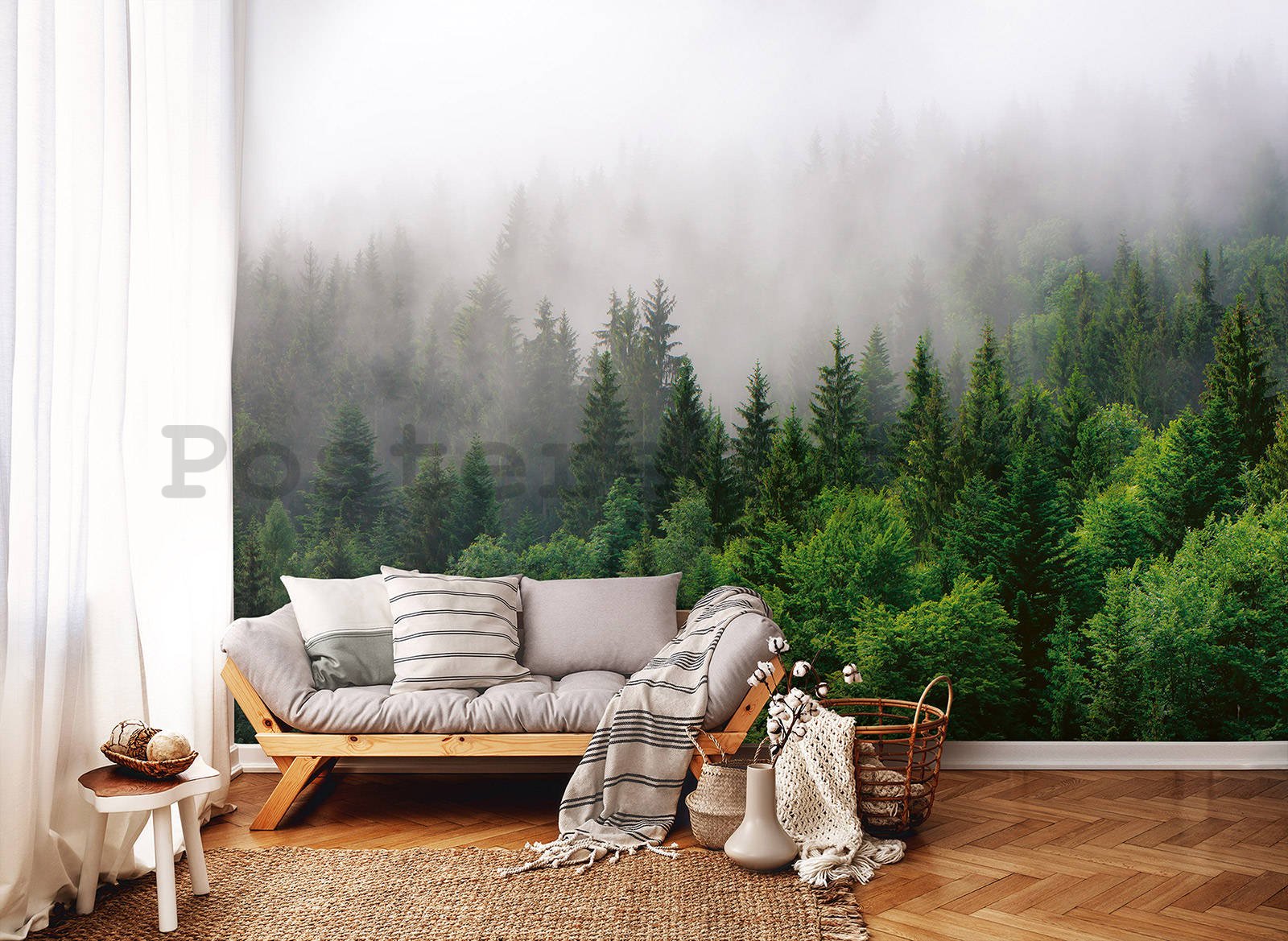 Fototapeta vliesová: Mlha nad lesem (2) - 368x254 cm