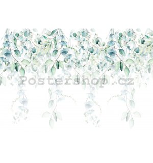 Fototapeta vliesová: Malované tyrkysové popínavé rostliny - 152,5x104 cm