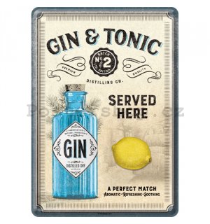 Plechová pohlednice - Gin & Tonic Served Here