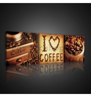 Obraz na plátně: I Love Coffee - set 3ks 25x25cm