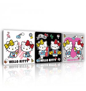 Obraz na plátně: Hello Kitty (2) - set 3ks 25x25cm