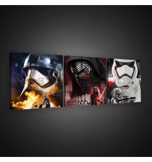 Obraz na plátně: Star Wars Phasma, Kylo Ren, Stormtrooper - set 3ks 25x25cm