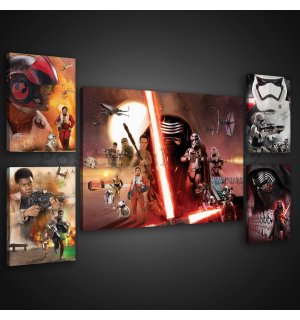 Obraz na plátně: Star Wars The Force Awakens - set 1ks 70x50 cm a 4ks 32,4x22,8 cm