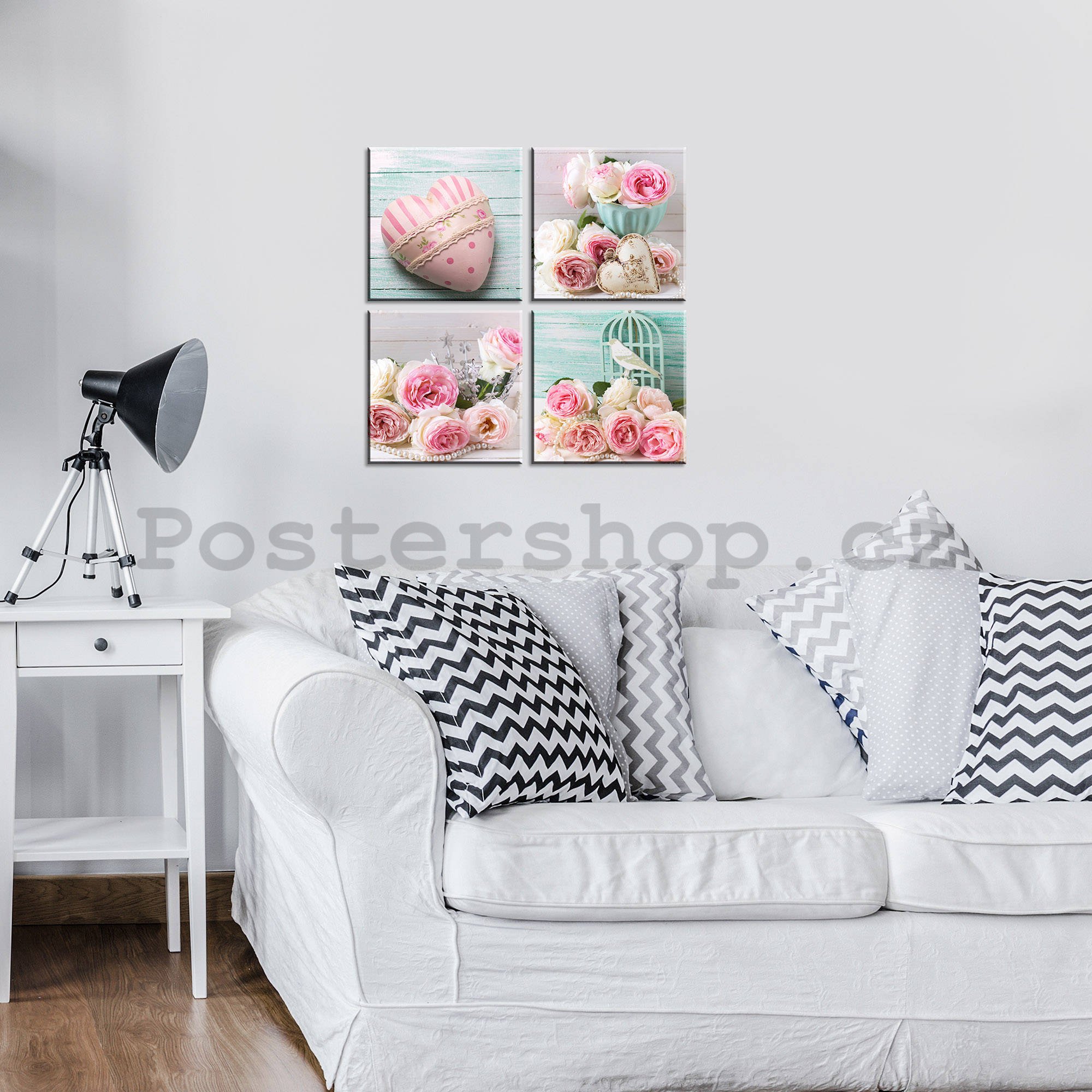 Obraz na plátně: Růžové zátiší (2) - set 4ks 25x25cm