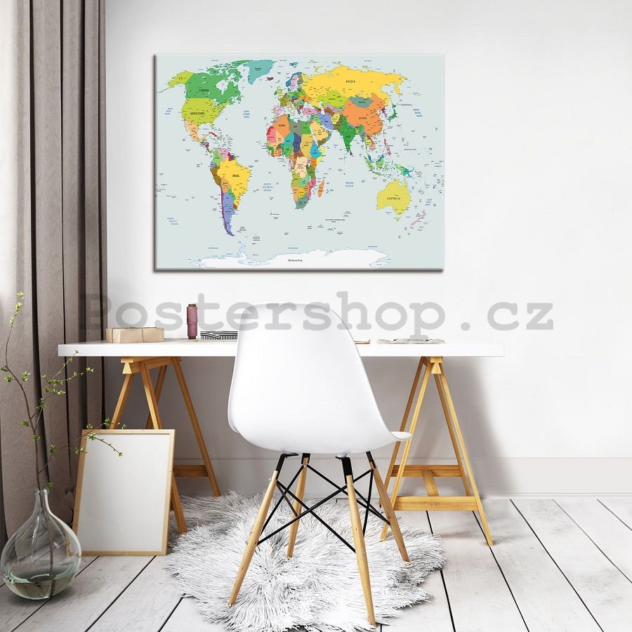 Obraz na plátně: Mapa světa (2) - 75x100 cm