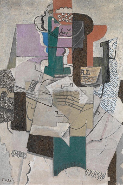 Plakát - Picasso, Fruit Dish, Bottle and Violin