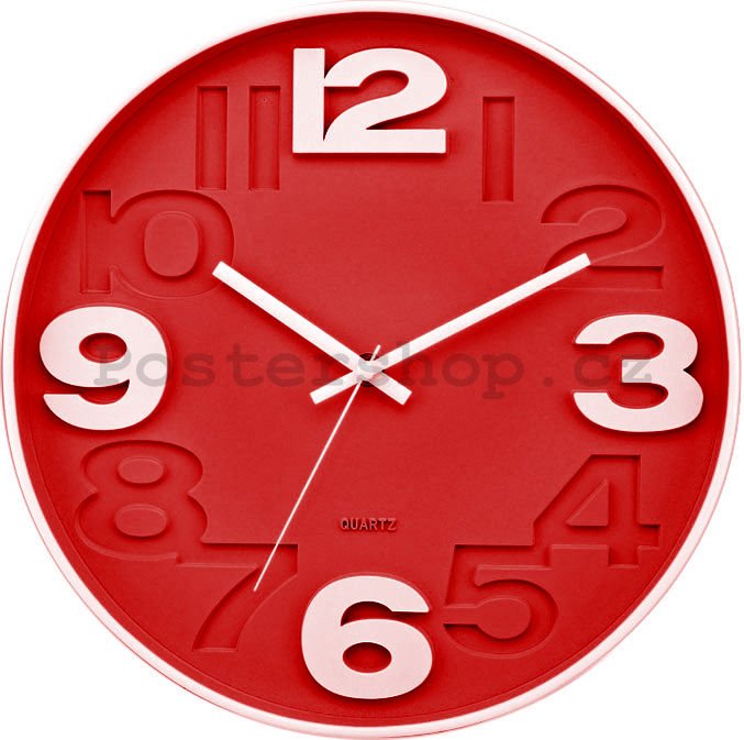 Nástěnné hodiny: Červená (2) - 30 cm