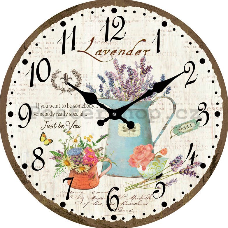 Nástěnné skleněné hodiny: Bylinky a levandule - 30 cm